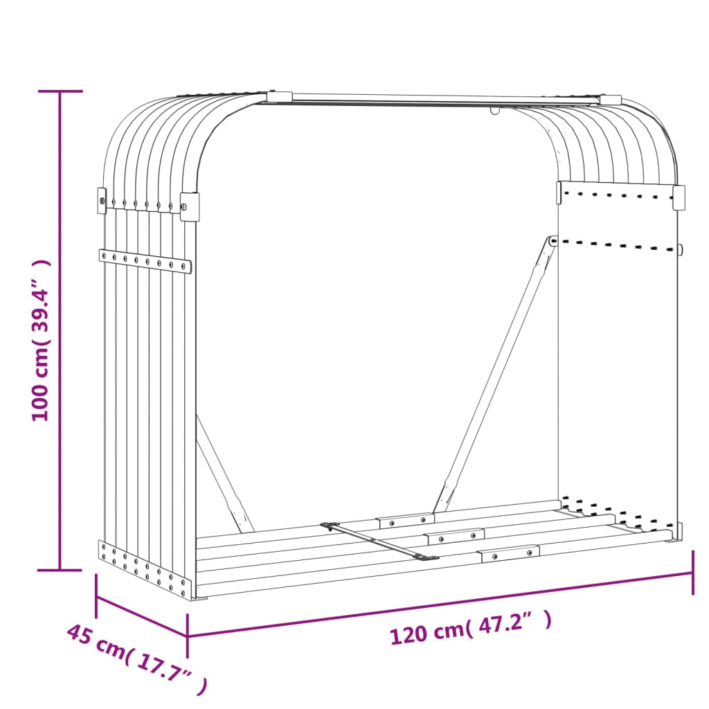 Log Holder Green 120x45x100 cm Galvanised Steel