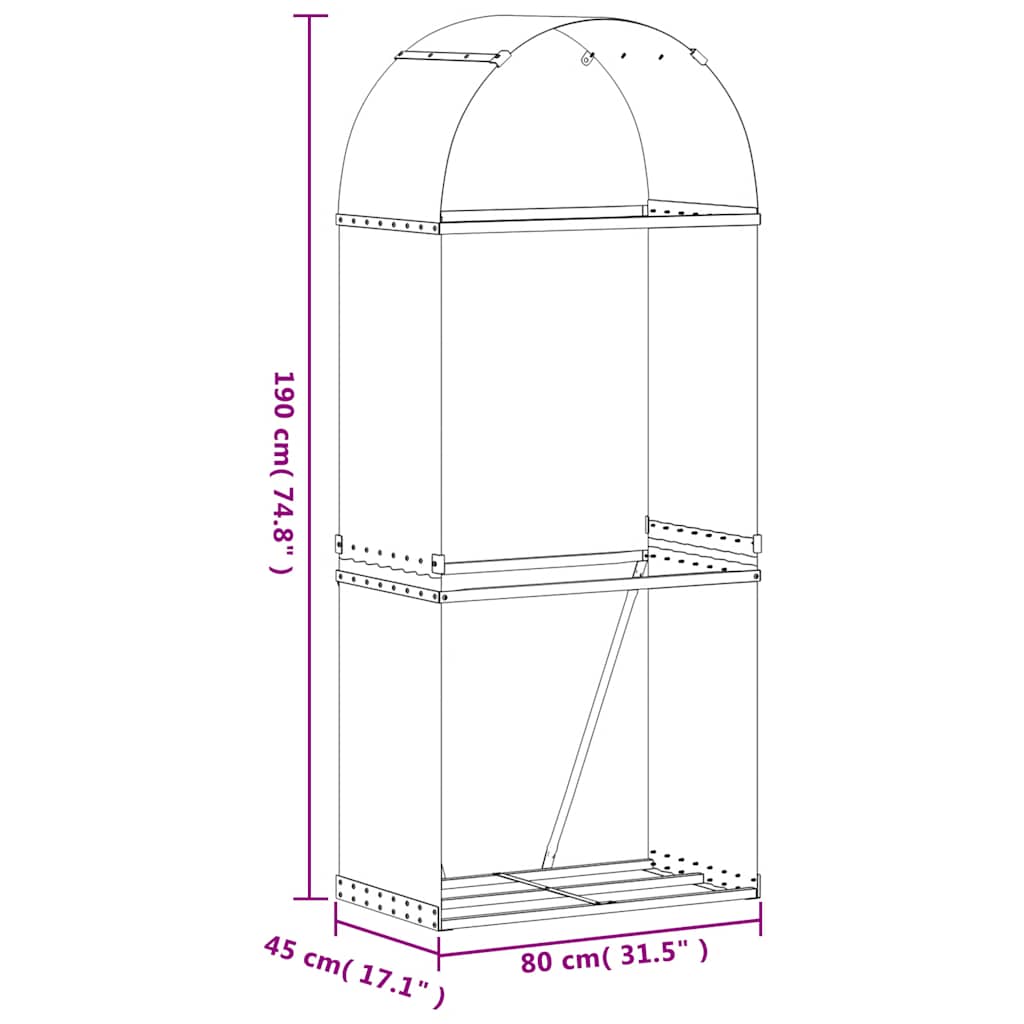 Log Holder Light Grey 80x45x190 cm Galvanised Steel