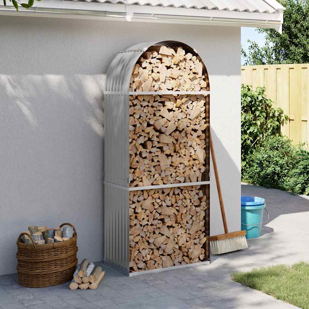 Log Holder Light Grey 80x45x190 cm Galvanised Steel
