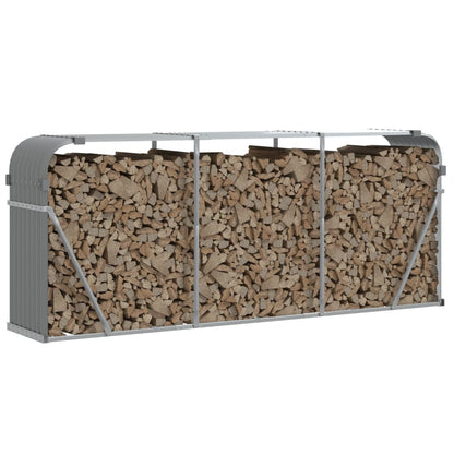 Log Holder Light Grey 234x45x100 cm Galvanised Steel