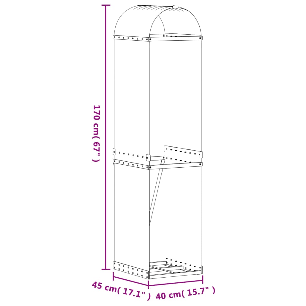 Log Holder Wood Look 40x45x170 cm Galvanised Steel