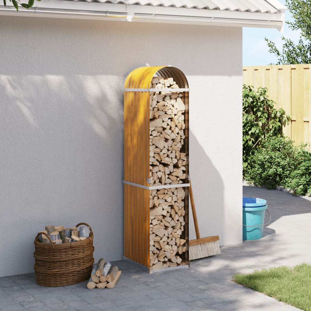 Log Holder Wood Look 40x45x170 cm Galvanised Steel