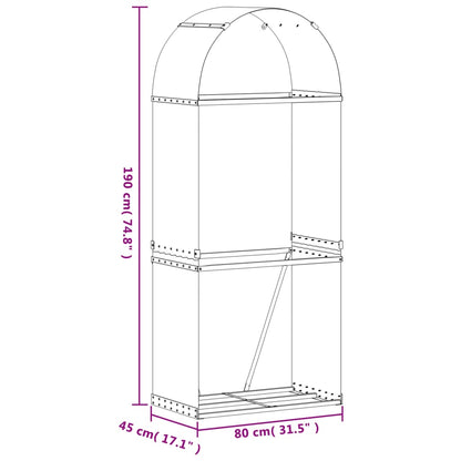 Log Holder Wood Look 80x45x190 cm Galvanised Steel