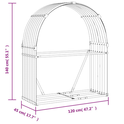 Log Holder Wood Look 120x45x140 cm Galvanised Steel