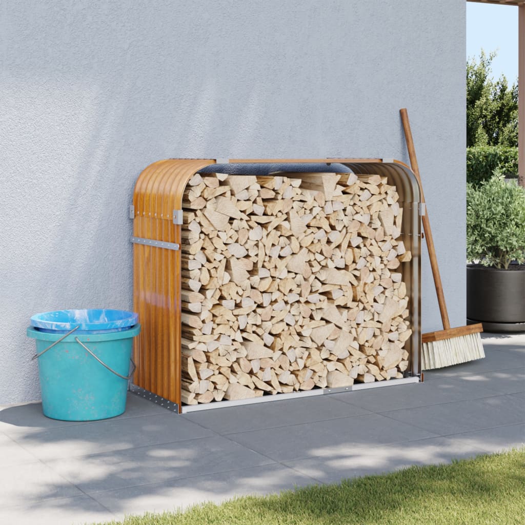 Log Holder Wood Look 120x45x100 cm Galvanised Steel