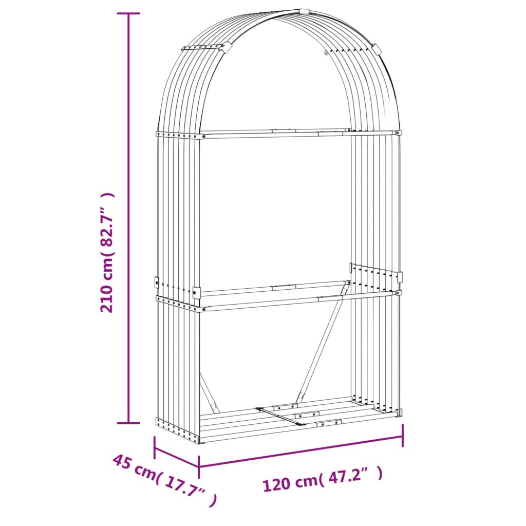 Log Holder Silver 120x45x210 cm Galvanised Steel