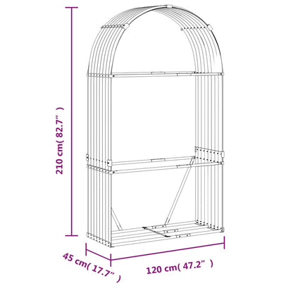 Log Holder Silver 120x45x210 cm Galvanised Steel