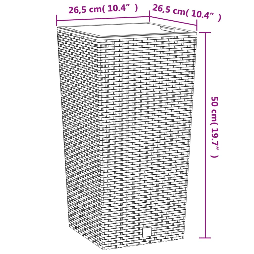 Planter with Removable Inner Anthracite 11 / 26.5 L PP Rattan