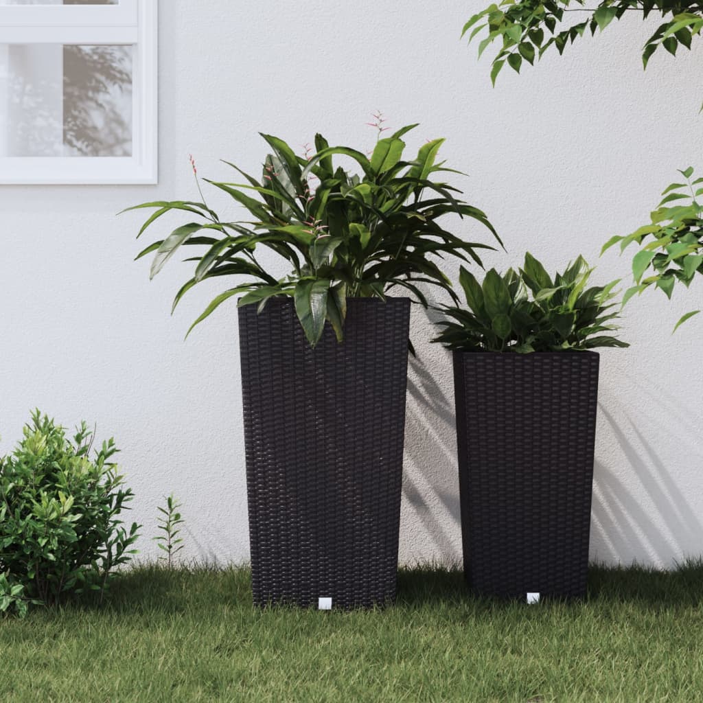 Planter with Removable Inner Anthracite 21 / 49 L PP Rattan