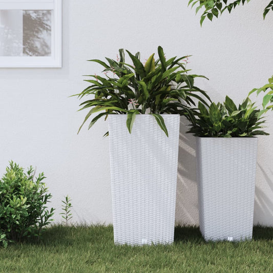 Planter with Removable Inner White 21 / 49 L PP Rattan
