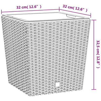 Planter with Removable Inner Anthracite 21 / 32 L PP Rattan