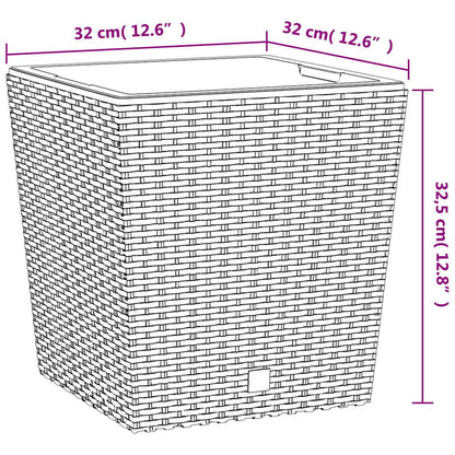 Planter with Removable Inner Brown 21 / 32 L PP Rattan