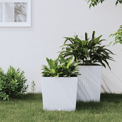 Planter with Removable Inner White 21 / 32 L PP Rattan