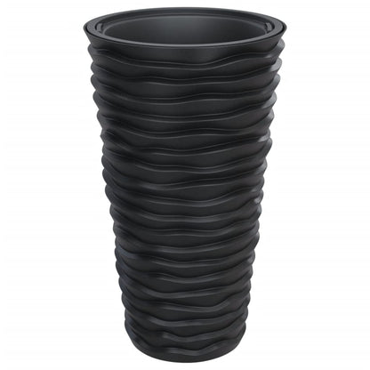 Planter with Removable Inner Anthracite 8/22 L PP Grooved Look