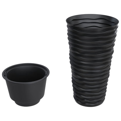 Planter with Removable Inner Anthracite 8/22 L PP Grooved Look