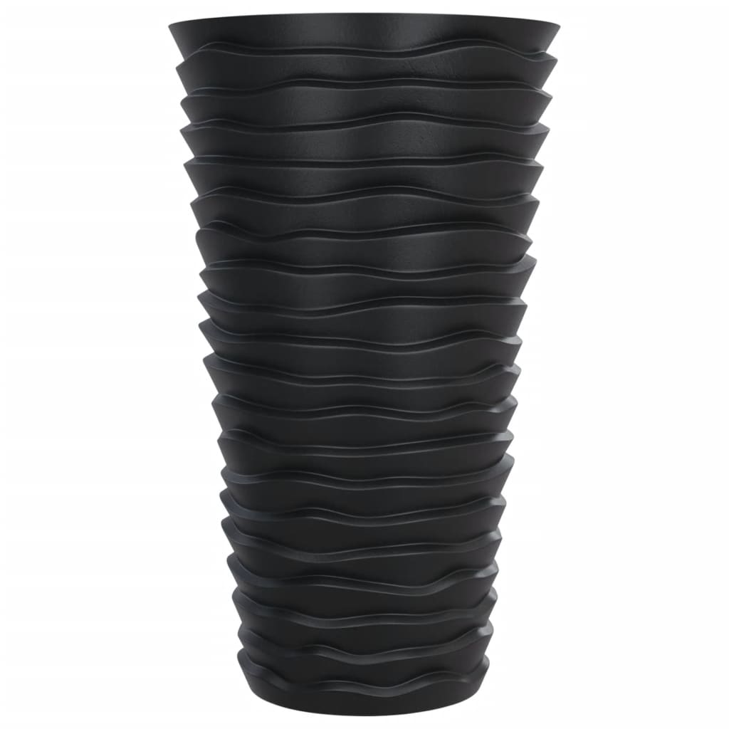 Planter with Removable Inner Anthracite 8/22 L PP Grooved Look