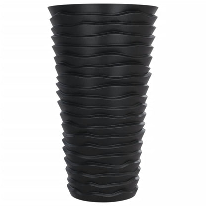 Planter with Removable Inner Anthracite 8/22 L PP Grooved Look
