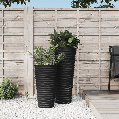 Planter with Removable Inner Anthracite 8/22 L PP Grooved Look