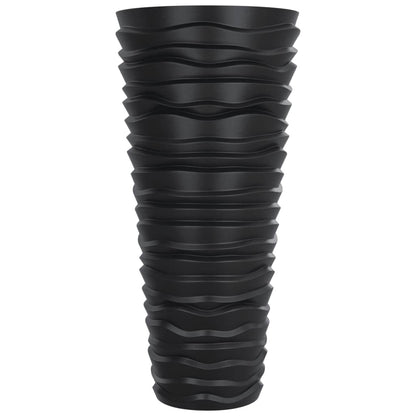 Planter with Removable Inner Anthracite 18/45 L PP Grooved Look