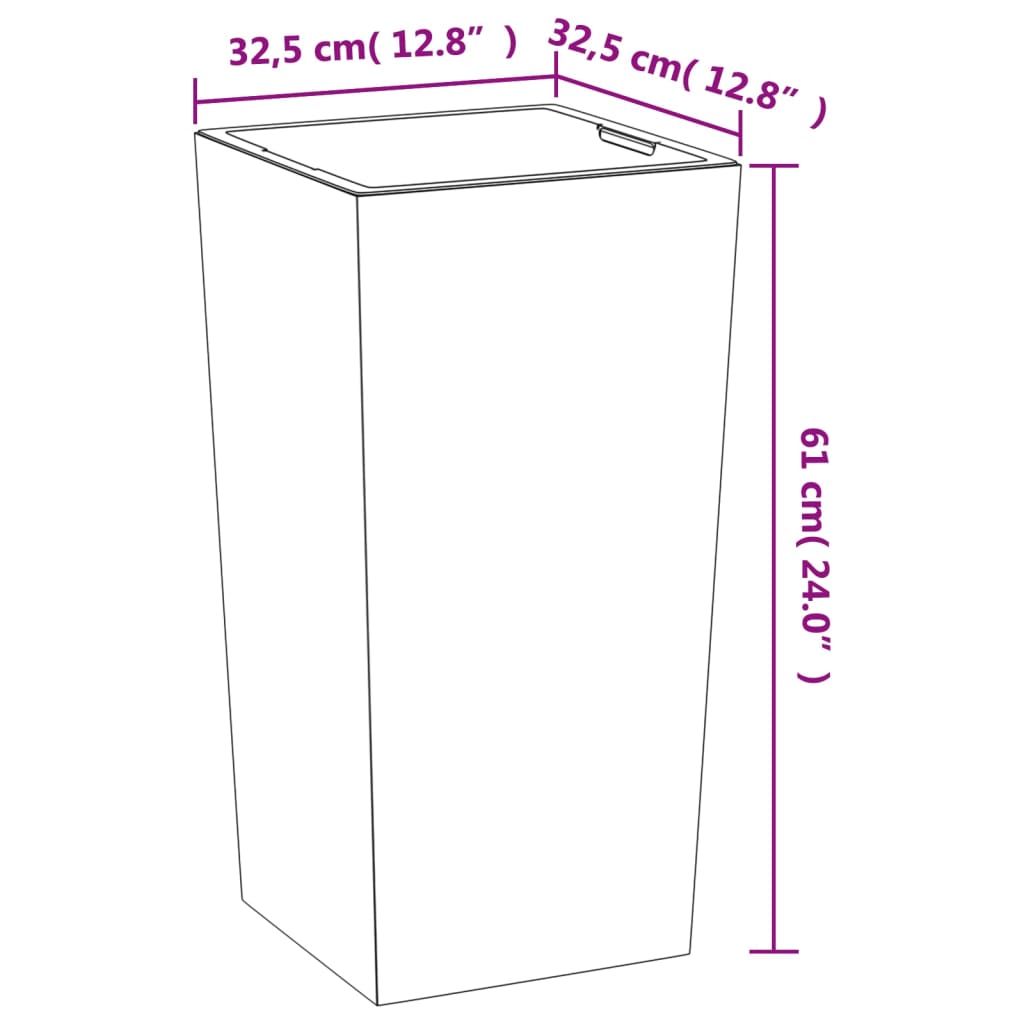 Planter with Removable Inner Anthracite 21/49 L PP Concrete Look