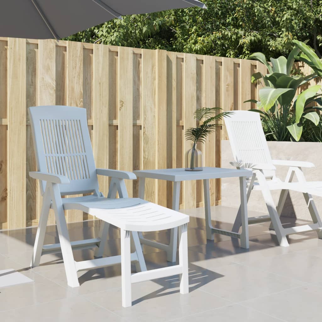 Sun Lounger | White | Plastic | Standard Sun Lounger Size | Foldable
