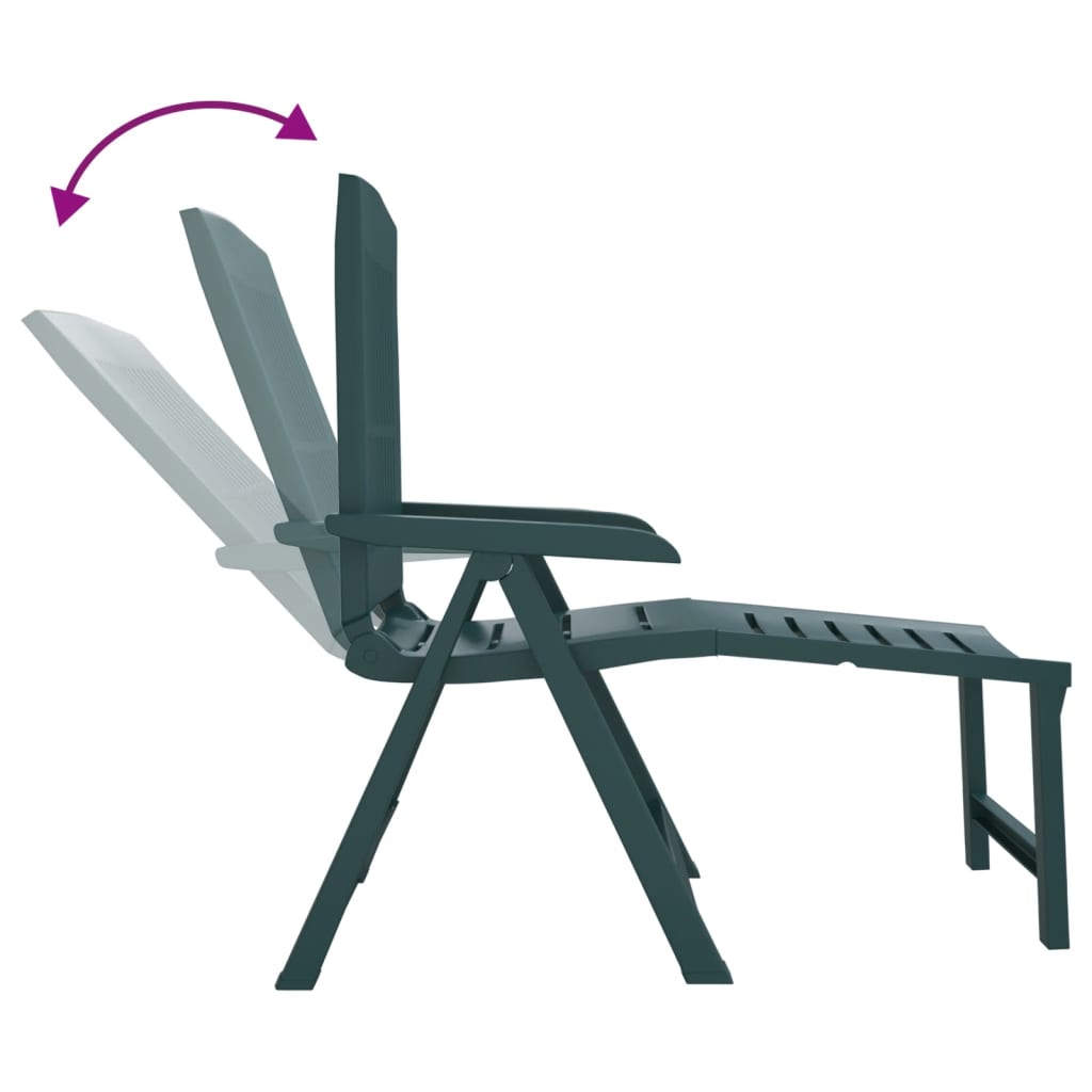 Sun Lounger | Green | Plastic | Standard | Foldable | Sun Lounger
