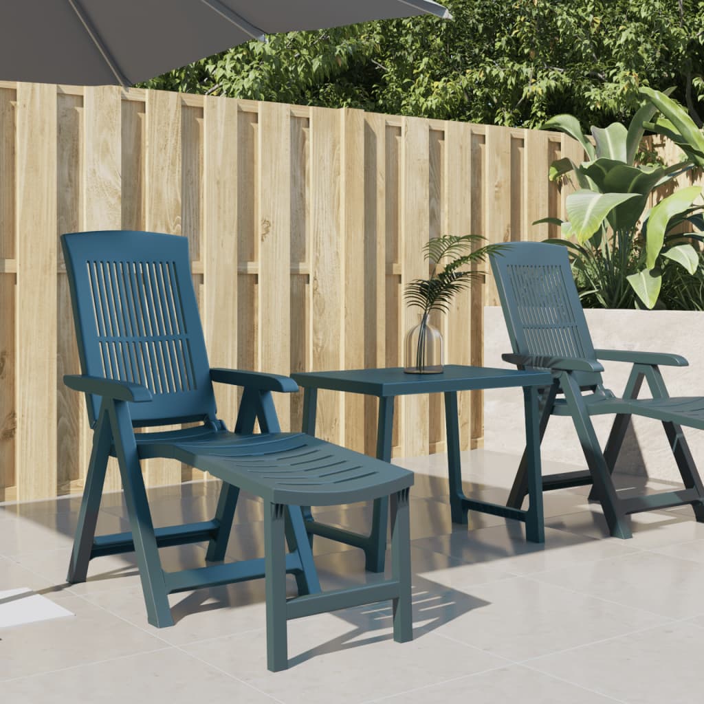 Sun Lounger | Green | Plastic | Standard | Foldable | Sun Lounger