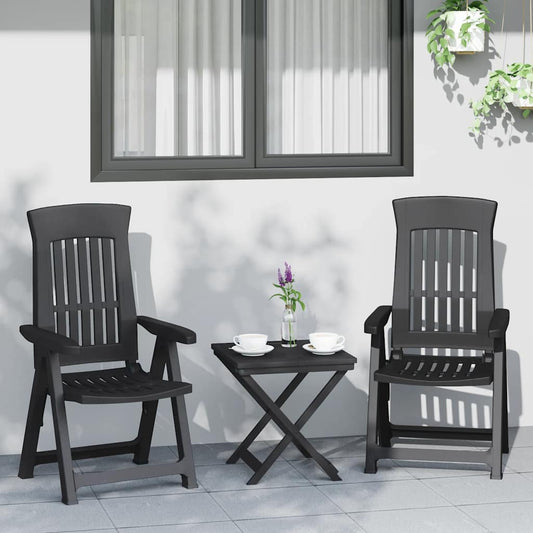 Garden Reclining Chair | Set of 2 | Anthracite | Polypropylene (PP)