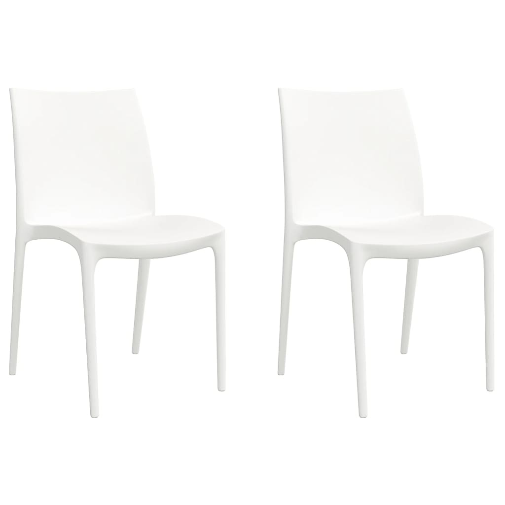 Garden Chair | Set of 2 | White | Polypropylene | Medium | Stackable