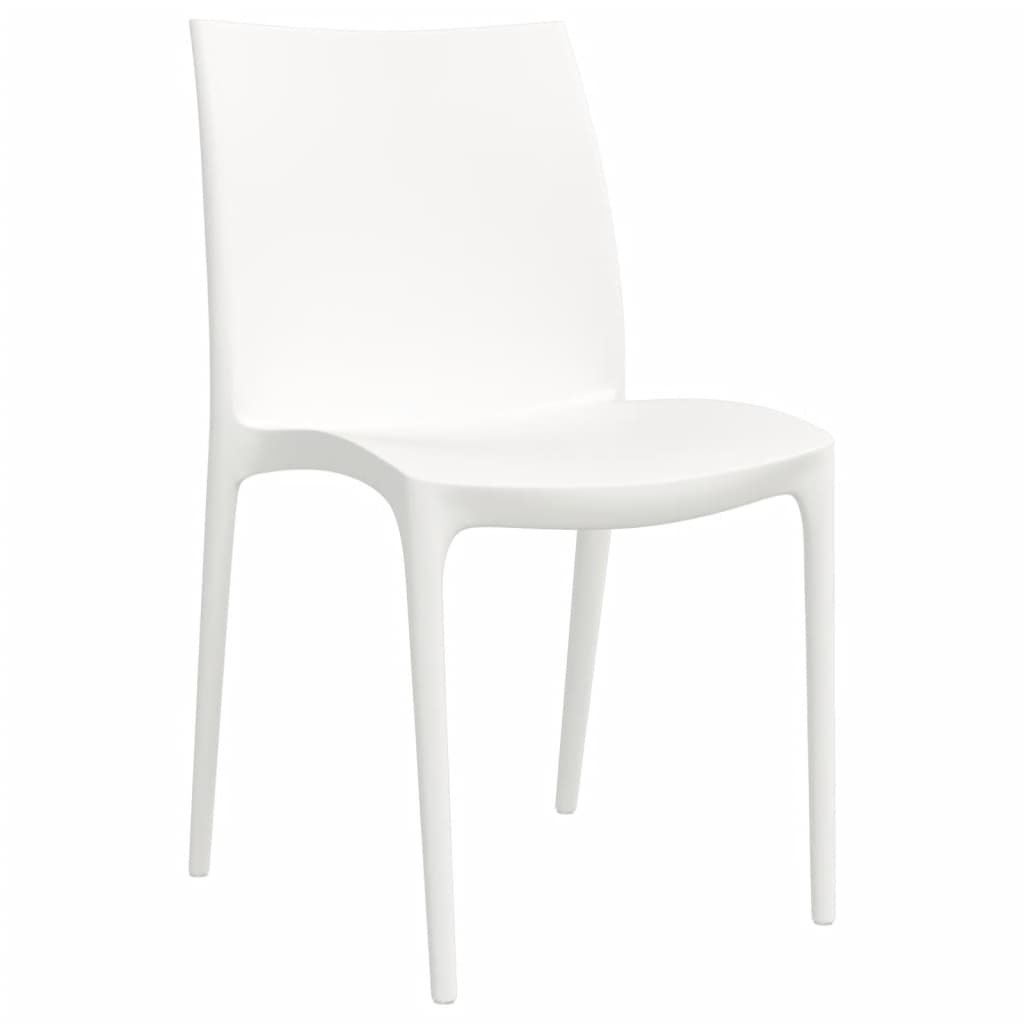 Garden Chair | Set of 2 | White | Polypropylene | Medium | Stackable