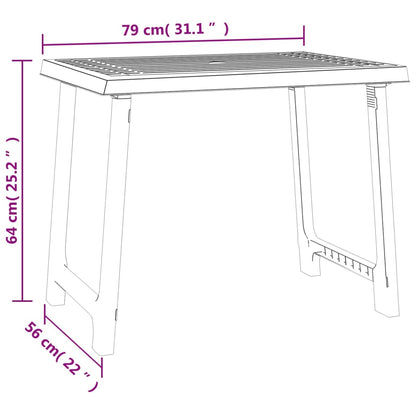 Camping Table White 79x56x64 cm PP Wooden Look