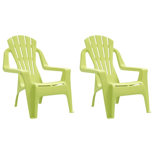 Garden Chairs 2 pcs for Children Green 37x34x44cm PP Wooden Look