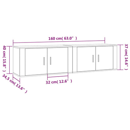 2 Piece Wall-mounted TV Cabinet Set White 80x34,5x40 cm