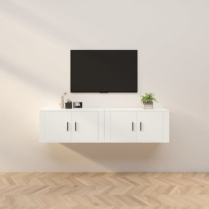 2 Piece Wall-mounted TV Cabinet Set White 80x34,5x40 cm