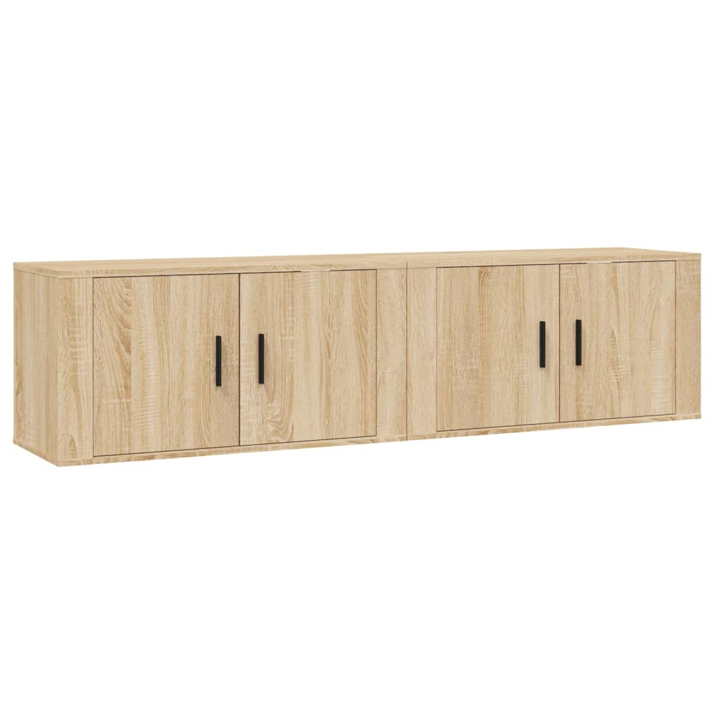 2 Piece Wall-mounted TV Cabinet Set Sonoma Oak 80x34,5x40 cm