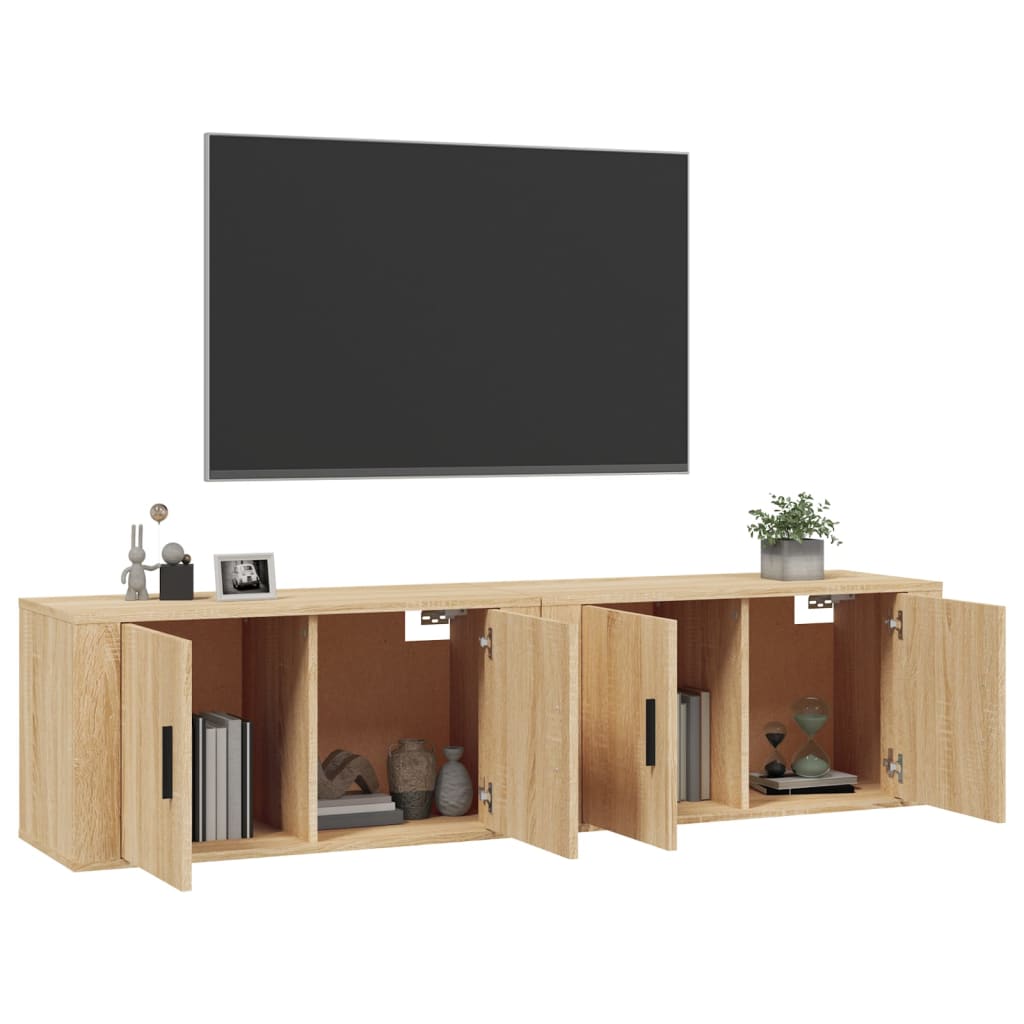 2 Piece Wall-mounted TV Cabinet Set Sonoma Oak 80x34,5x40 cm