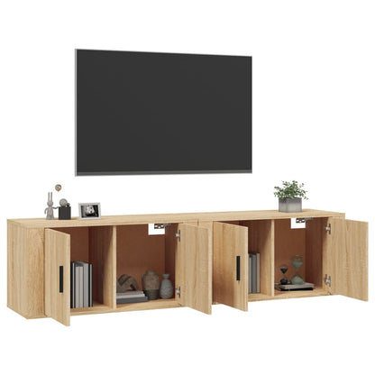 2 Piece Wall-mounted TV Cabinet Set Sonoma Oak 80x34,5x40 cm