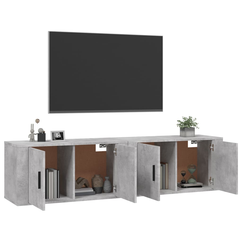 2 Piece Wall-mounted TV Cabinet Set Concrete Grey 80x34,5x40 cm