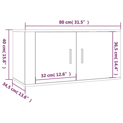 2 Piece Wall-mounted TV Cabinet Set Smoked Oak 80x34,5x40 cm