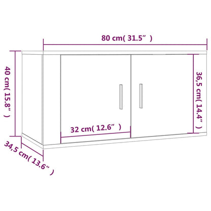 3 Piece Wall-mounted TV Cabinet Set White 80x34,5x40 cm