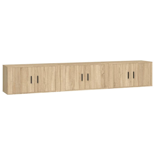 3 Piece Wall-mounted TV Cabinet Set Sonoma Oak 80x34,5x40 cm