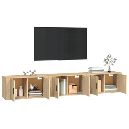 3 Piece Wall-mounted TV Cabinet Set Sonoma Oak 80x34,5x40 cm
