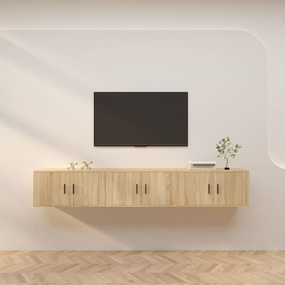 3 Piece Wall-mounted TV Cabinet Set Sonoma Oak 80x34,5x40 cm