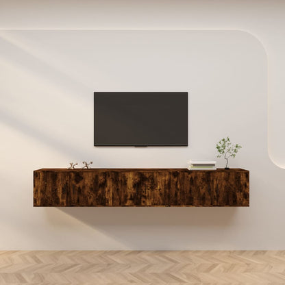 3 Piece Wall-mounted TV Cabinet Set Smoked Oak 80x34,5x40 cm