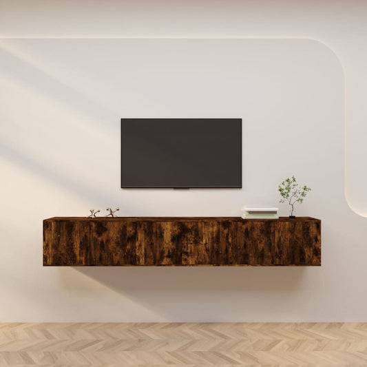 3 Piece Wall-mounted TV Cabinet Set Smoked Oak 80x34,5x40 cm