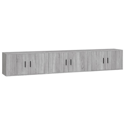 3 Piece Wall-mounted TV Cabinet Set Grey Sonoma 80x34,5x40 cm