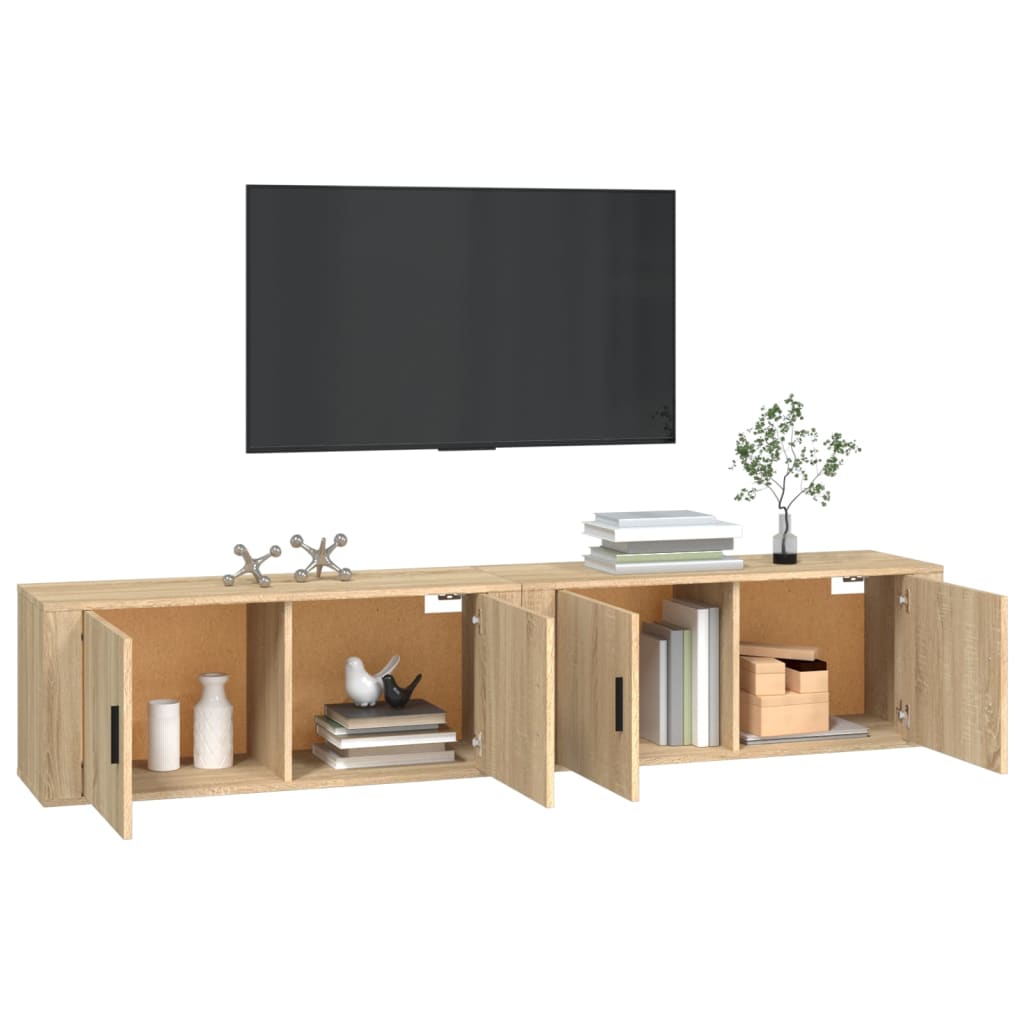 2 Piece Wall-mounted TV Cabinet Set Sonoma Oak 100x34,5x40 cm