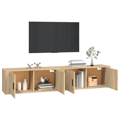 2 Piece Wall-mounted TV Cabinet Set Sonoma Oak 100x34,5x40 cm