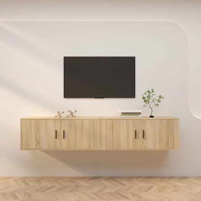 2 Piece Wall-mounted TV Cabinet Set Sonoma Oak 100x34,5x40 cm
