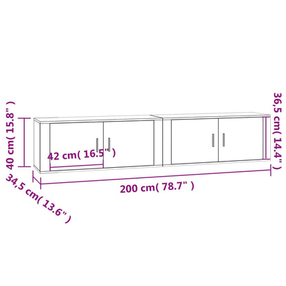 2 Piece Wall-mounted TV Cabinet Set Concrete Grey 100x34,5x40 cm